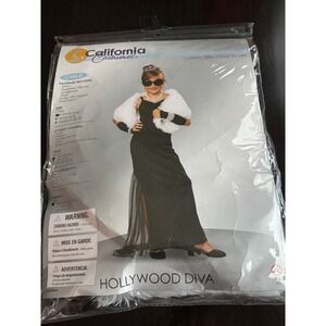 California Costumes Hollywood Diva Girls Dress Up Set Black White Small 6-8 0044